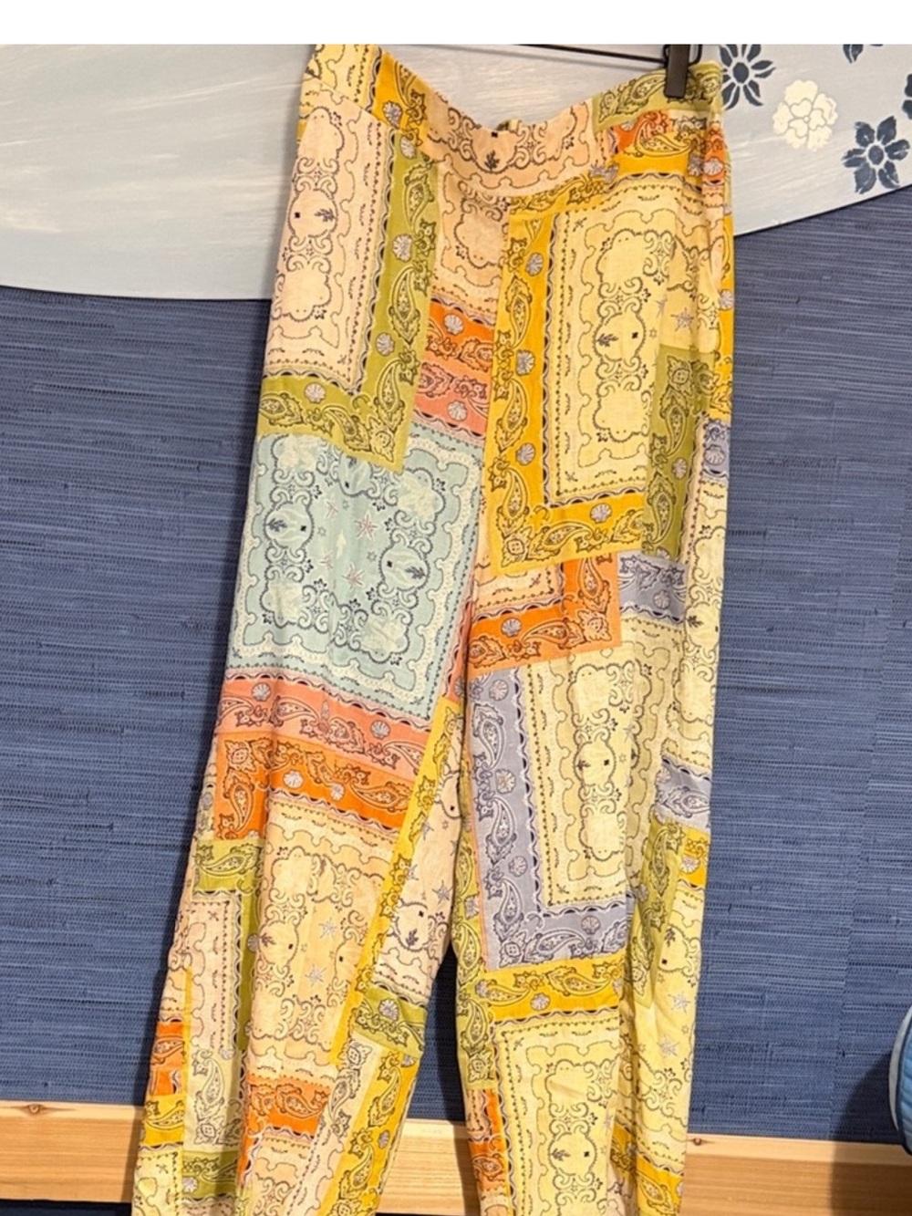 Light Yellow Multi-Print Wide Leg Pants